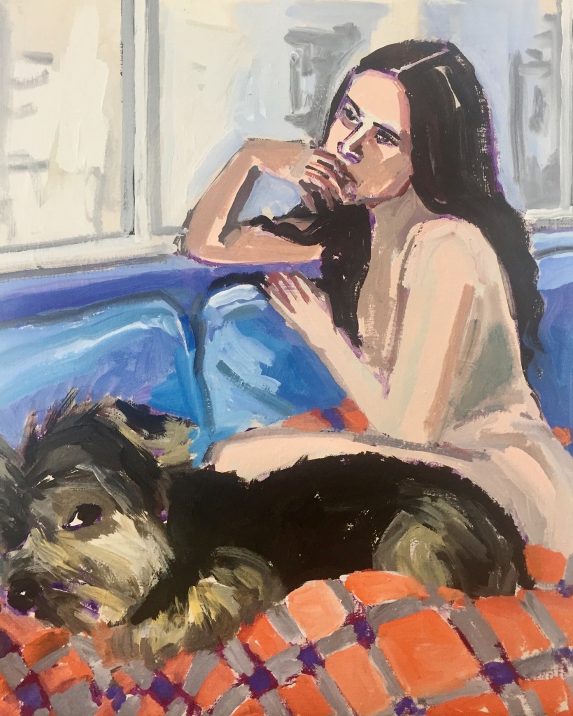 Nude with dog, 2018 Acrylic on canvas 18X24, 2018