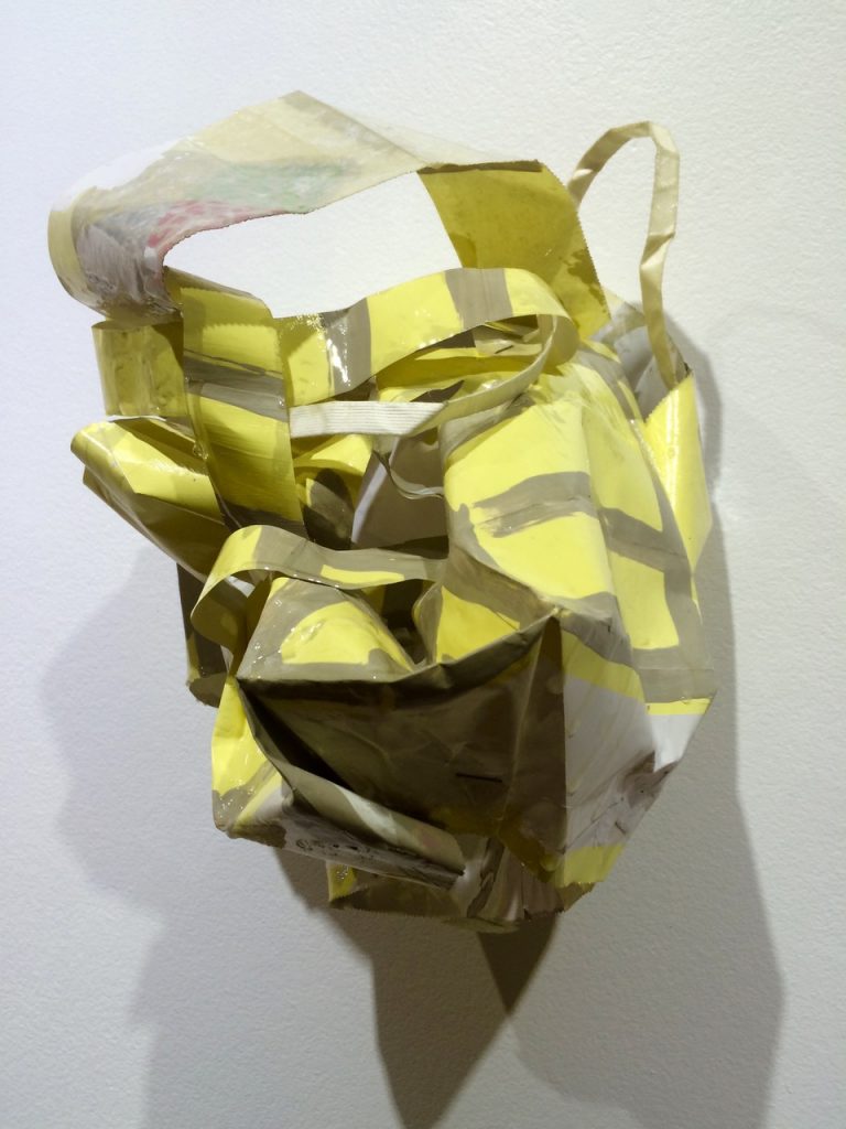 Yellow Mini-dress, 2017 Acrylic paint and epoxy resin on paperbag