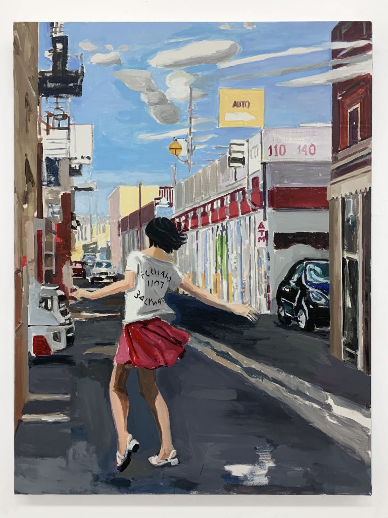 Dancing Girl In Downtown LA, 2022 Acrylic on canvas (36 X 48 in)